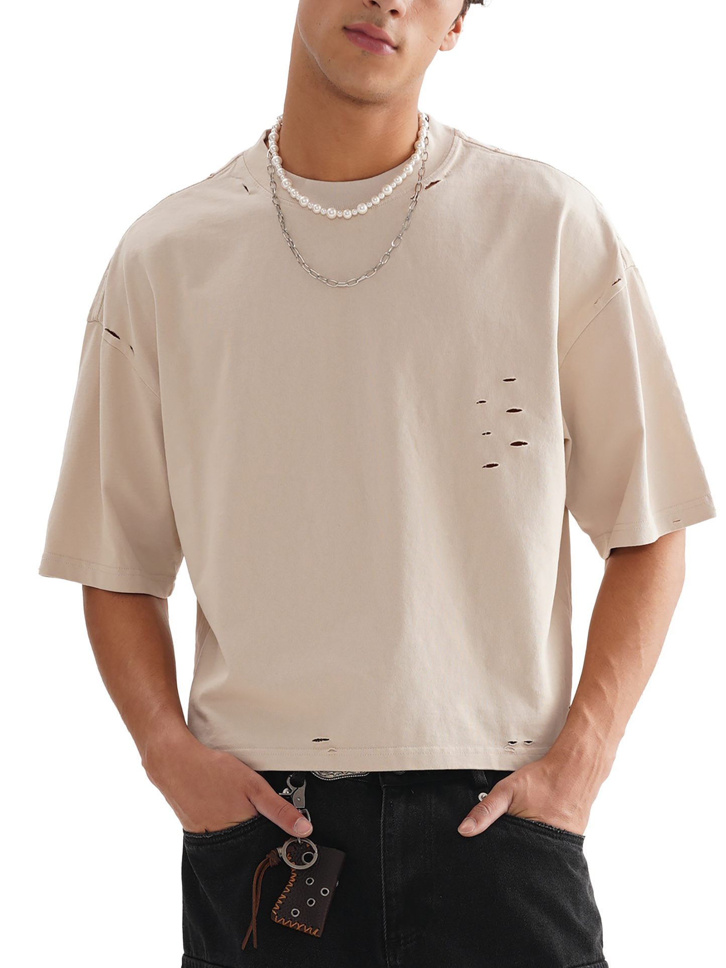Céleste Noir Frayed T Shirt