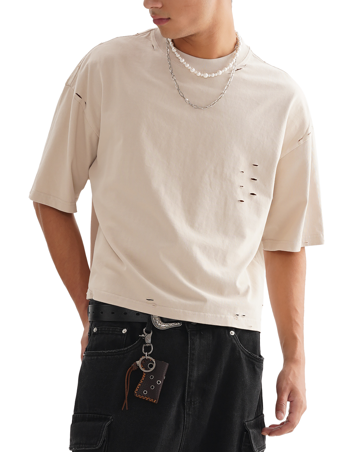 Céleste Noir Frayed T Shirt